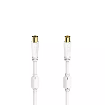 Кабель TV(M)-TV(F), экранированный, ферритовый фильтр, 1.5м, белый Hama H-205246 (00205246)
