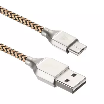 Кабель Type-C-USB, ACD, Материал оплетки ПВХ + Нейлон, 1м, черный/желтый (ACD-U927-C2Y)
