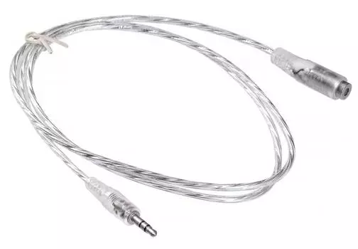Кабель-удлинитель Buro Jack 3.5-Jack 3.5(f), 50см, прозрачный (CAB025-0.5M)