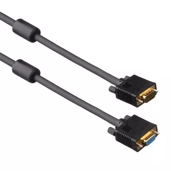 Кабель-удлинитель VGA(15M)-VGA(15F), экранированный, ферритовый фильтр, 1.8 м, черный Exegate EX-CC-VGA-15M15F-1.8 (EX138951RUS)
