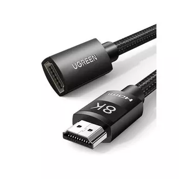 Кабель-удлинитель HDMI(19M)-HDMI(19F), 8K, экранированный, 1м, черный UGREEN HD151 (40447)
