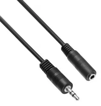 Кабель-удлинитель Jack 3.5mm(M)-Jack 3.5mm(F), 1 м, черный Buro (BAAC003-1)