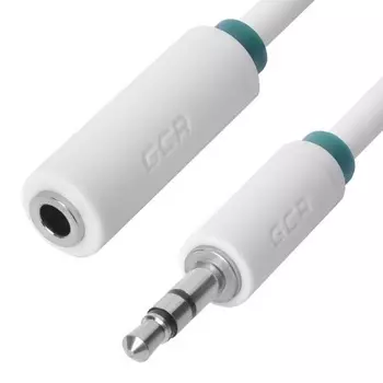 Кабель-удлинитель Jack 3.5mm(M)-Jack 3.5mm(M), 1 м, белый/зеленый Greenconnect (GCR-STM1662-1.0m)