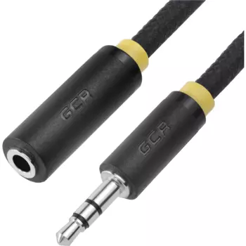 Кабель-удлинитель Jack 3.5mm(M)-Jack 3.5mm(M), 50 см, черный/желтый Greenconnect (GCR-STM8114-0.5m)