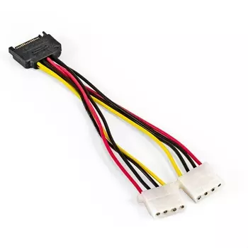 Кабель питания SATA 15-pin(M)-2xMolex(F) Exegate, 1.5 мм, прямой (EX294795RUS)