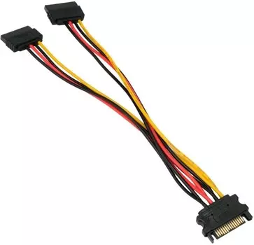 Кабель питания SATA 15-pin(M)-2xSATA 15-pin(F) Cablexpert, 20 см, прямой (CC-SATAM2F-20CM)