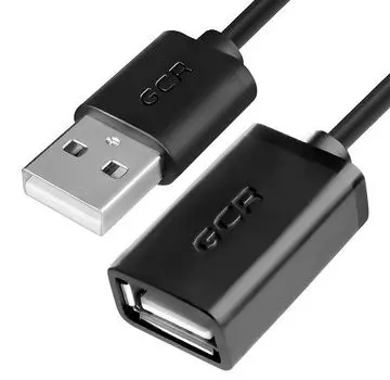 Кабель-удлинитель USB 2.0(Am)-USB 2.0(Af), 30 см, черный, Greenconnect (GCR-UEC6M-BB2S-0.3m)