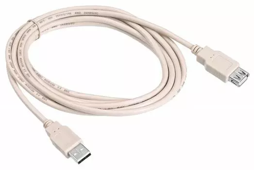 Кабель-удлинитель USB(Am)-USB(Af), 3 м, белый, Buro (USB 2.0-AM/AF-3)