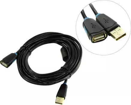 Кабель-удлинитель USB(Am)-USB(Af), 5 м, черный, Vention (CBCBJ)