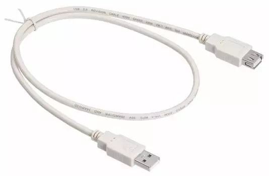 Кабель-удлинитель USB(Am)-USB(Af), 75 см, белый, Buro (USB2.0-AM-AF-0,75M)