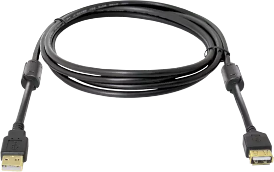 Кабель-удлинитель USB(Am)-USB(Af), ферритовый фильтр, экранированный, 1.8 м, черный, Defender USB02-06PRO (87429)
