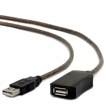 Кабель-удлинитель USB(Am)-USB(Af), 10 м, прозрачный/черный, Cablexpert (UAE-01-10M)