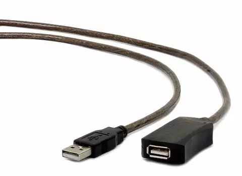 Кабель-удлинитель USB(Am)-USB(Af), 5 м, прозрачный/черный, Cablexpert (UAE-01-5M)