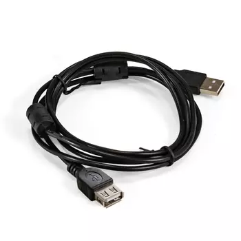 Кабель-удлинитель USB(Am)-USB(Af), ферритовый фильтр, 1.8 м, черный, Exegate EX-CCF-USB2-AMAF-1.8F (EX294761RUS)