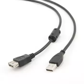 Кабель-удлинитель USB(Am)-USB(Af), ферритовый фильтр, 3 м, черный, Bion BXP-CCF-USB2-AMAF (BXP-CCF-USB2-AMAF-030)