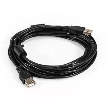 Кабель-удлинитель USB(Am)-USB(Af), ферритовый фильтр, 5 м, черный, Exegate EX-CCF-USB2-AMAF-5.0F (EX294765RUS)