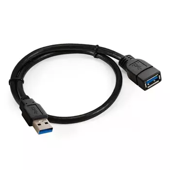 Кабель-удлинитель USB(Am)-USB(Af), 50 см, черный, Exegate EX-CC-USB3-AMAF-0.5 (EX294749RUS)