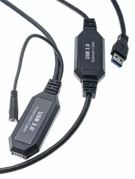 Кабель-удлинитель USB 3.0(Am)-USB 3.0(Af), экранированный, 15м, черный VCOM (CU827-15M)