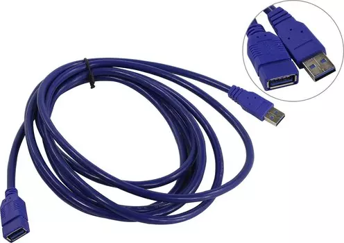 Кабель-удлинитель USB 3.0(Am)-USB 3.0(Af), экранированный, 3м, синий Telecom (TUS706-3M)