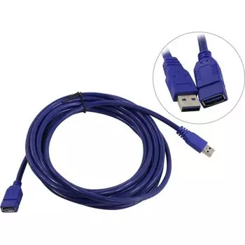 Кабель-удлинитель USB 3.0(Am)-USB 3.0(Af), экранированный, 5м, синий Telecom (TUS706-5M)