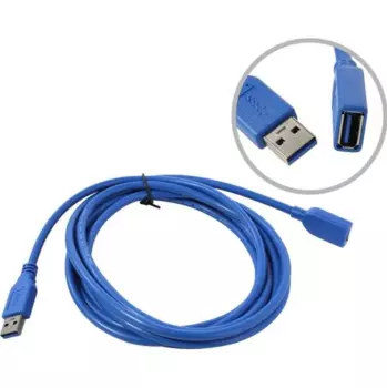 Кабель-удлинитель USB 3.0(Am)-USB 3.0(Af), OTG, 3 м, синий, KS-IS (KS-511-3)