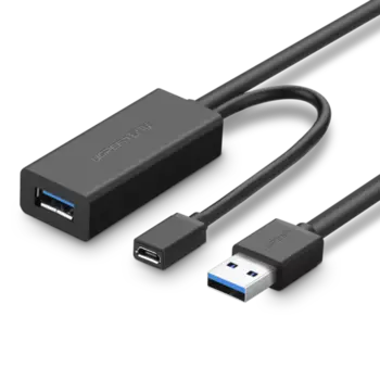 Кабель USB(Am)-USB(Bm), экранированный, 10 м, черный, UGREEN US175 (20827)