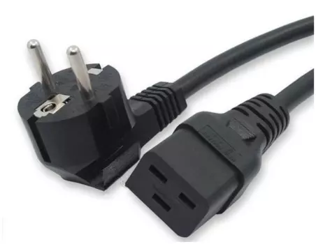 Кабель питания Schuko (Euro)(M)-IEC-320-C19 угловая вилка/прямой штекер, 16A, 5 м, черный Hyperline (PWC-IEC19-SHM-5.0-BK)