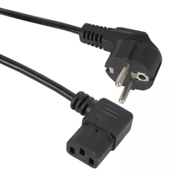 Кабель питания Schuko (Euro)(M)-IEC-320-C13 угловая вилка/угловой штекер, 7А, 1.8 м, черный VCOM ACE021R (CE021R-CU0.75-1.8M)