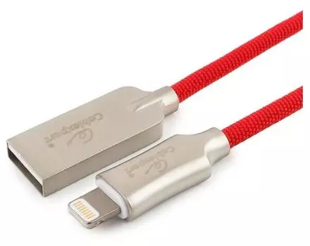 Кабель USB2.0(Am)-Lightning 8-pin, Cablexpert, 1.8m, красный, серия Platinum, блистер (CC-P-APUSB02R-1.8M)