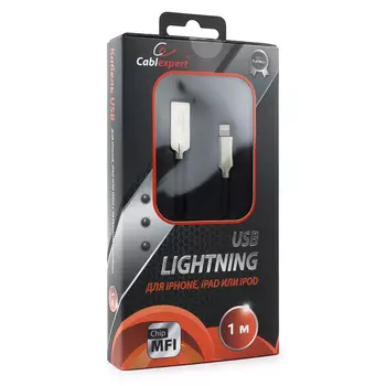 Кабель USB2.0(Am)-Lightning 8-pin, Cablexpert, 1m, черный, серия Platinum, блистер (CC-P-APUSB02Bk-1M)