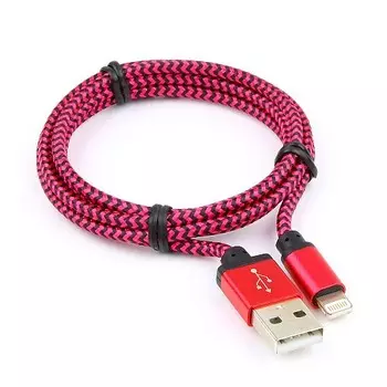 Кабель USB2.0(Am)-Lightning(8-pin), Cablexpert, 1m, фиолетовый, нейлоновая оплетка, алюминиевые разъемы (CC-ApUSB2pe1m)