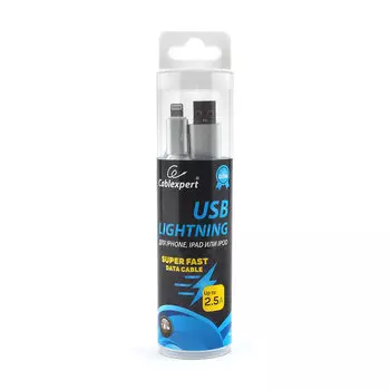 Кабель USB2.0(Am)-Lightning, Cablexpert , 1.8m, серебристый, серия Ultra, блистер (CC-U-APUSB01S-1.8M)