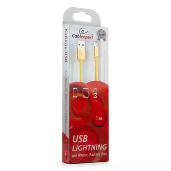 Кабель USB2.0(Am)-Lightning, Cablexpert , 1m, желтый, блистер (CC-S-APUSB01Y-1M)