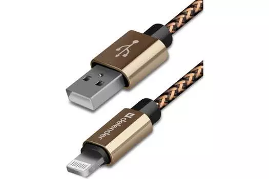 Кабель USB2.0(Am)-Lightning(M), Defender, 1m, золотистый (87806)