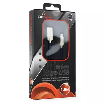Кабель USB2.0(Am)-micro, Cablexpert, 1.8m, синий, серия Platinum (CC-P-mUSB02Bl-1.8M)
