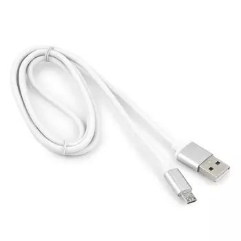 Кабель USB2.0(Am)-micro, Cablexpert , 1m, белый, блистер (CC-S-mUSB01W-1M)