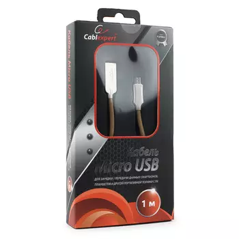 Кабель USB2.0(Am)-micro, Cablexpert, 1m, золотистый, серия Platinum (CC-P-mUSB02Gd-1M)
