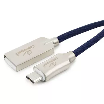 Кабель USB2.0(Am)-micro, Cablexpert, 1m, синий, серия Platinum (CC-P-mUSB02Bl-1M)
