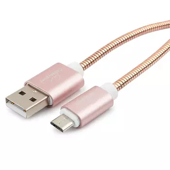 Кабель USB2.0(Am)-micro, Cablexpert, 1m, золотистый, серия Gold, блистер (CC-G-mUSB02Cu-1M)