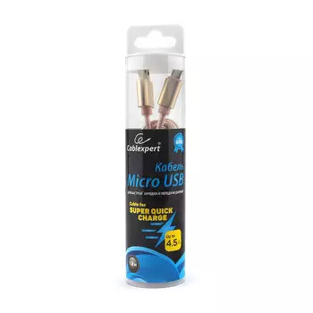 Кабель USB2.0(Am)-MicroBM, Cablexpert , 1.8m, золотистый, серия Ultra, блистер (CC-U-mUSB01Gd-1.8M)