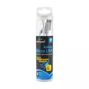 Кабель USB2.0(Am)-MicroBM, Cablexpert , 1m, серебристый, серия Ultra, блистер (CC-U-mUSB02S-1M)