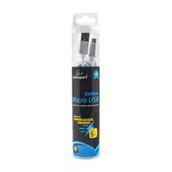 Кабель USB2.0(Am)-MicroBM, Cablexpert , 3m, серебристый, серия Ultra, блистер (CC-U-mUSB02S-3M)