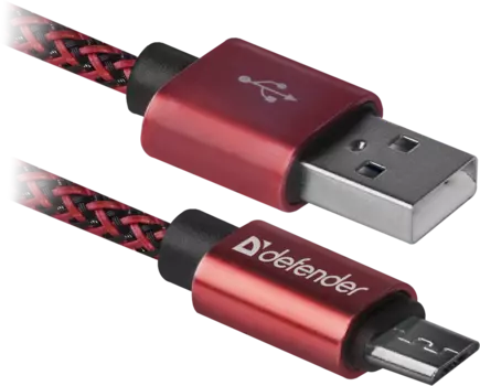 Кабель USB2.0(Am)-microUSB, Defender, 1m, красный (87801)