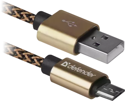 Кабель USB2.0(Am)-microUSB, Defender, 1m, золотистый (87800)