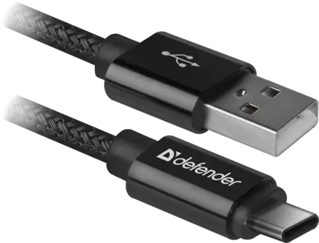 Кабель USB2.0(Am)-Type-C, Defender, 1м, черный (87814)