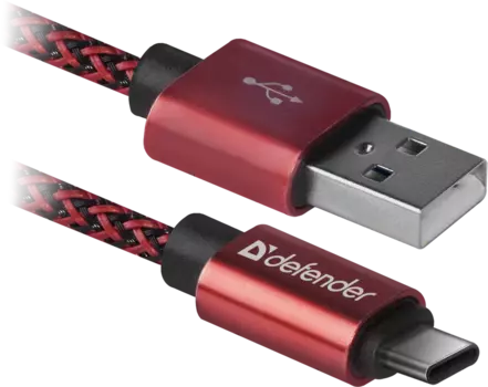 Кабель USB2.0(Am)-Type-C, Defender, 1м, красный (87813)