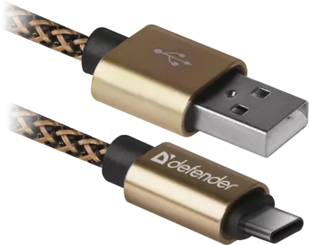 Кабель USB2.0(Am)-Type-C, Defender, 1м, золотистый (87812)
