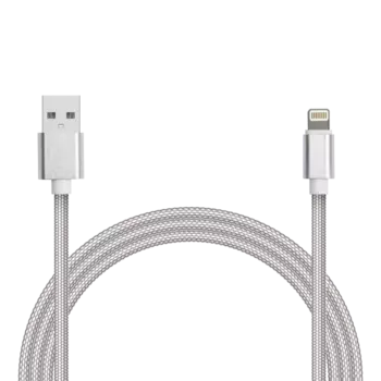Кабель USB2.0-Lightning, Jet.A, 1m, белый, в оплётке, 8pin, 2A (JA-DC44)