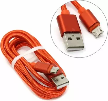 Кабель USB2.0-microUSB , Jet.A, 1m, красный, в оплётке (JA-DC21)