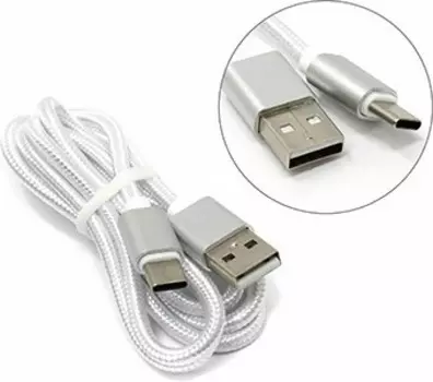 Кабель USB2.0-USB Type C, Jet.A, в оплётке, 1м, белый (JA-DC31)